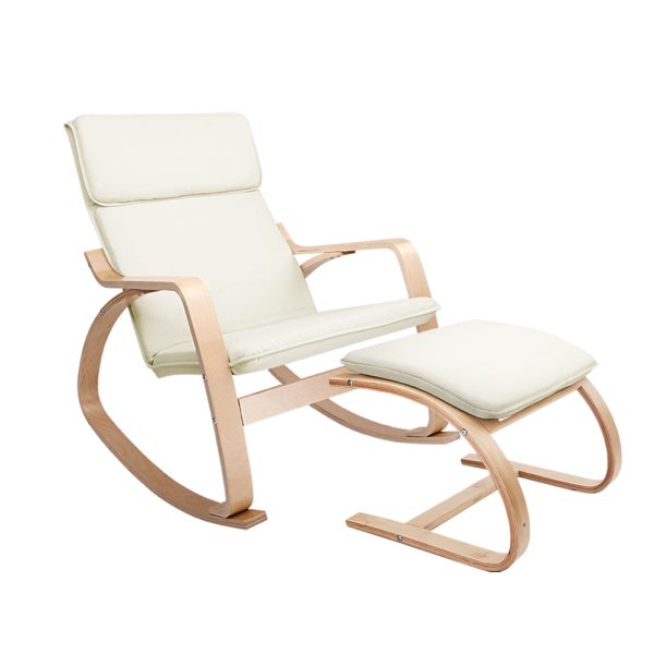 Armchair with Foot Stool - Beige