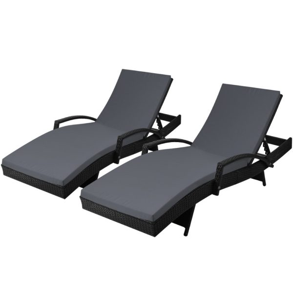 Set of 2 Black Sun Lounge Chairs