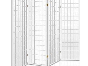 4-Panel Room Divider - White