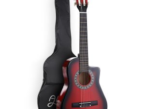 Alpha 34" Inch Guitar Classical Acoustic Cutaway Wooden Ideal Kids Gift Children 1/2 Size Red