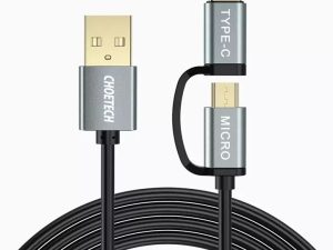 CHOETECH XAC-0012-102BK 2-in-1 USB Type C+Micro USB Cable 1.2m Charge & Sync for Samsung Phones